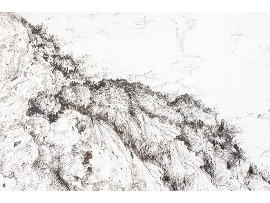Limited Edition Lithographic Print On Paper, Mountainous Landscape, Hand Numbered