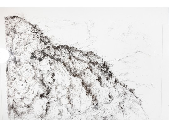 Limited Edition Lithographic Print On Paper, Mountainous Landscape, Hand Numbered