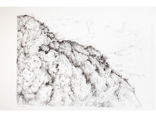 Limited Edition Lithographic Print On Paper, Mountainous Landscape, Hand Numbered