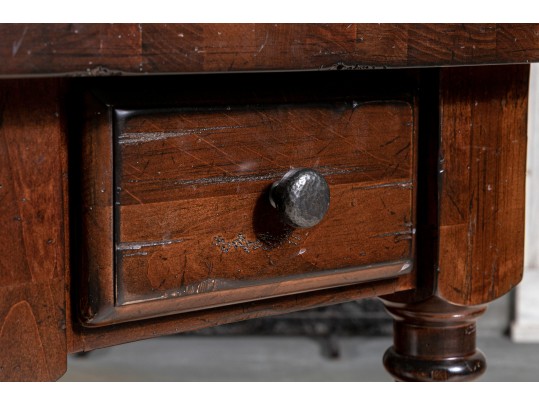 Planked Intentional Distressed Side Table, Possible Guy Chaddock