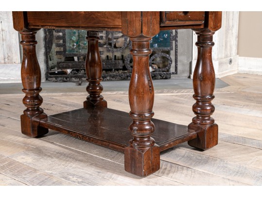 Planked Intentional Distressed Side Table, Possible Guy Chaddock