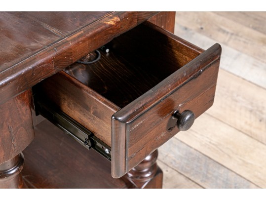 Planked Intentional Distressed Side Table, Possible Guy Chaddock