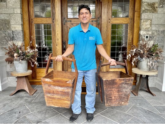 Two Compatible Antique Wood Buckets