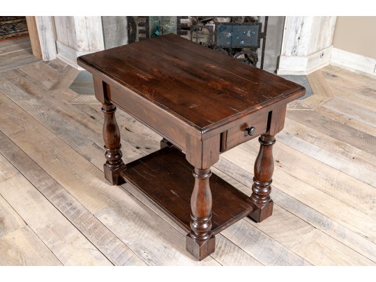 Planked Intentional Distressed Side Table, Possible Guy Chaddock