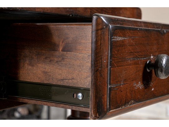 Planked Intentional Distressed Side Table, Possible Guy Chaddock