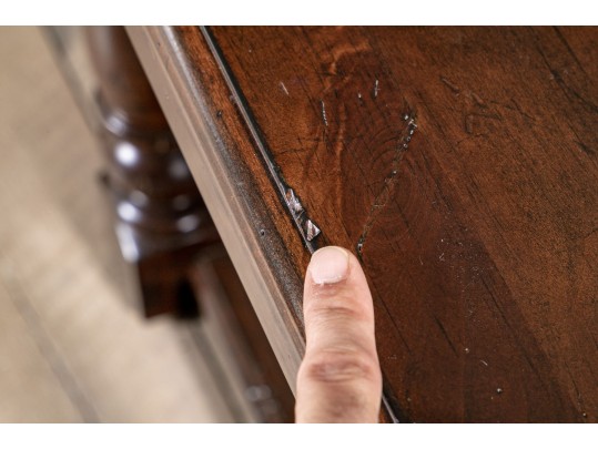 Planked Intentional Distressed Side Table, Possible Guy Chaddock
