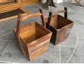Two Compatible Antique Wood Buckets