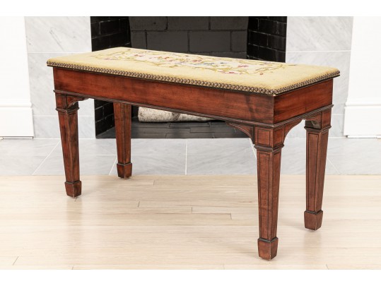 Needlepoint Covered Piano Bench