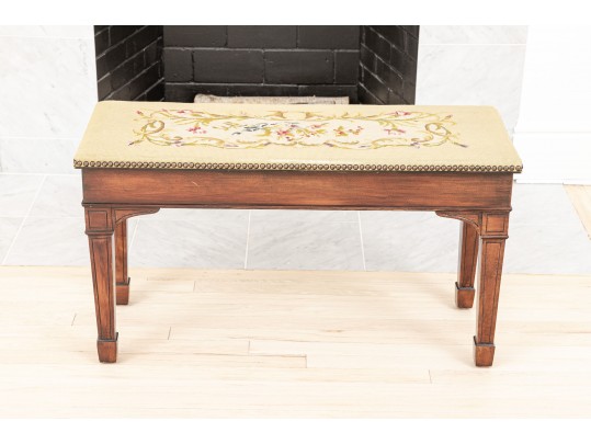 Needlepoint Covered Piano Bench