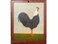 Original Warren Kimble (Vermont) Folk Art Oil Painting On Reclaimed Wood Titled Rooster Facing East