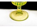Uranium Glass Goblets In L. Wright Daisy & Button And Adams Wildflower Patterns