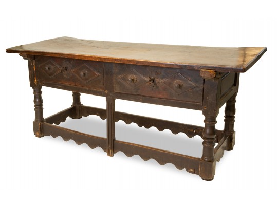 A Beautiful Rustic 16th/17th Century Library Table, Property Of The Nicholas Roerich Museum