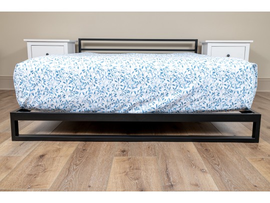 Contemporary Black Metal Platform Bed