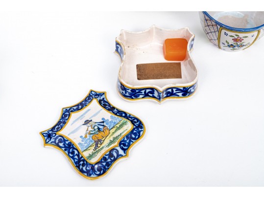 Fine Collection Of 4 Quimper Ceramic Wares, Late 19th C. To Early 20th C.