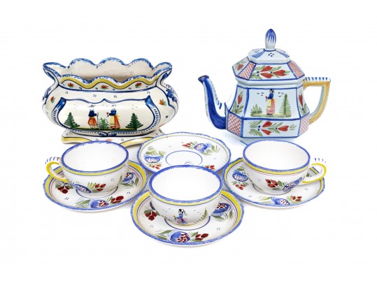 Assorted Collection Of Quimper Polychromatic Ceramic Wares