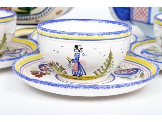 Assorted Collection Of Quimper Polychromatic Ceramic Wares