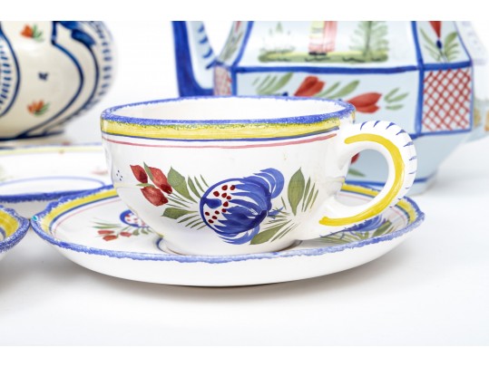 Assorted Collection Of Quimper Polychromatic Ceramic Wares