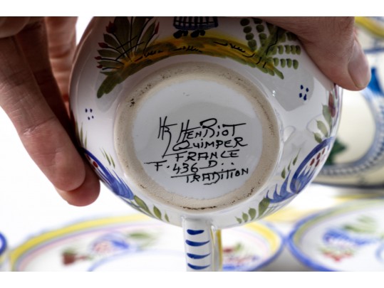 Assorted Collection Of Quimper Polychromatic Ceramic Wares