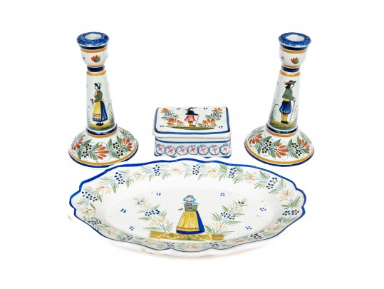 Delightful Collection Of Quimper Ceramic Table Wares, 19th - 20th C.