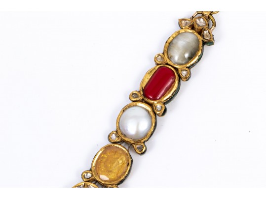 18k Yellow Gold Majestic Reversible Navaratna Necklace
