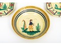 Fine Collection Of 4 HB Quimper, Yellow Ground, Ceramic Dishes