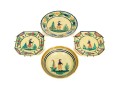 Fine Collection Of 4 HB Quimper, Yellow Ground, Ceramic Dishes