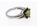Sterling Silver Fun Trillion Lemon Lime Citrine (app. 0.72 CTS) And Moissanite Ring, Size 4