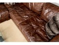 Restoration Hardware Brown L Shaped Distressed Leather Sectional Sofa
