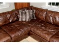 Restoration Hardware Brown L Shaped Distressed Leather Sectional Sofa