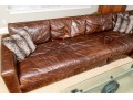 Restoration Hardware Brown L Shaped Distressed Leather Sectional Sofa