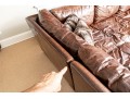 Restoration Hardware Brown L Shaped Distressed Leather Sectional Sofa