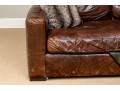 Restoration Hardware Brown L Shaped Distressed Leather Sectional Sofa