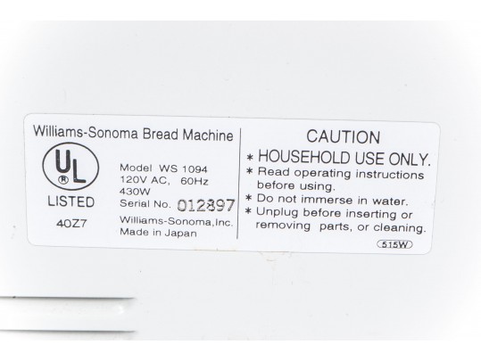 Williams-Sonoma Bread Machine
