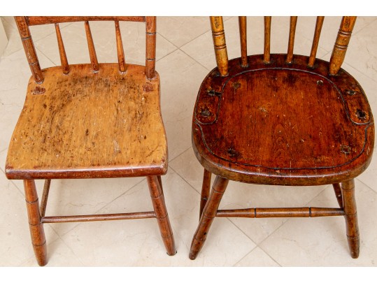 Two Antique Paint Decorated Side Chairs