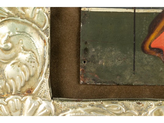 19th Century Spanish Colonial Painting Of Christ On Tin