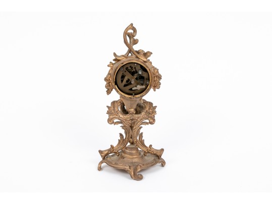 Antique Ornate Gilt Cast Brass German Desk Clock