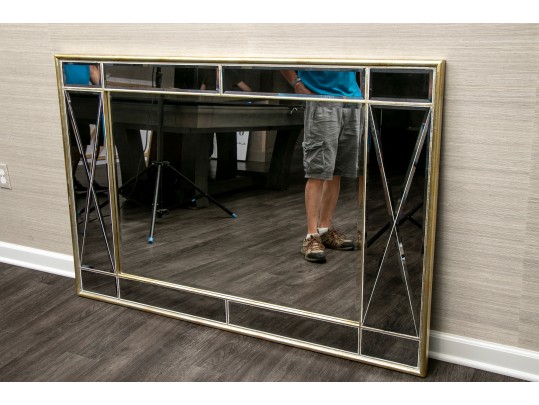 Silvery Gilt Segmented & Beveled Wall Mirror