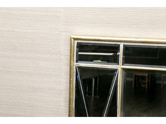 Silvery Gilt Segmented & Beveled Wall Mirror