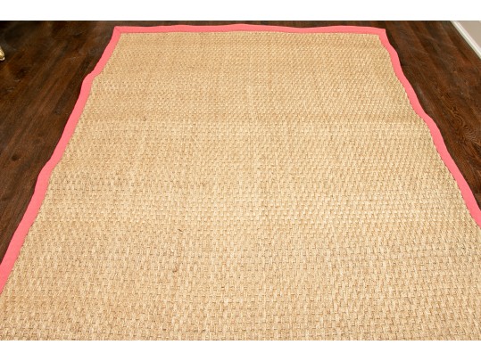 Seagrass Area Rug With Pink Cotton Twill Border, 108