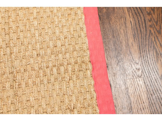 Seagrass Area Rug With Pink Cotton Twill Border, 108