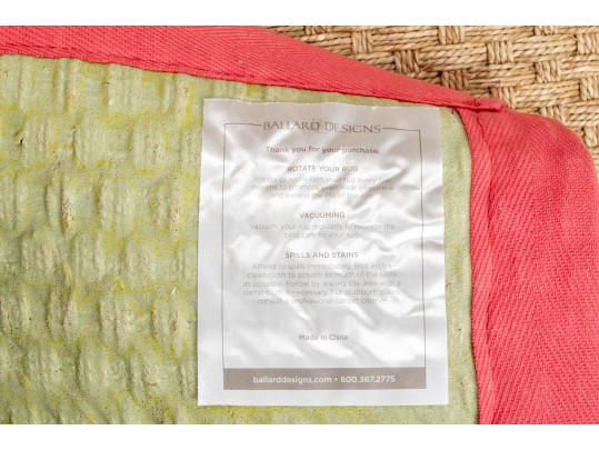 Seagrass Area Rug With Pink Cotton Twill Border, 108