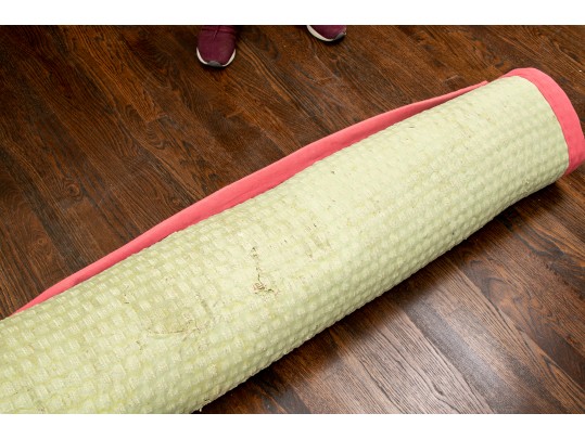 Seagrass Area Rug With Pink Cotton Twill Border, 108
