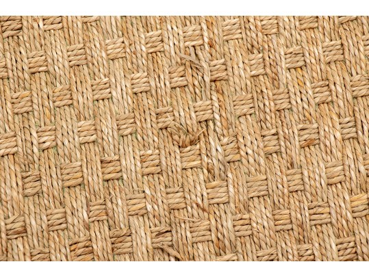 Seagrass Area Rug With Pink Cotton Twill Border, 108