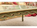 Wood Carved Mahogany Cocktail Table With Rectangular Serpentine Top In Green And Gold From EJ Victor