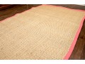 Seagrass Area Rug With Pink Cotton Twill Border, 108
