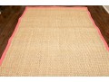 Seagrass Area Rug With Pink Cotton Twill Border, 108