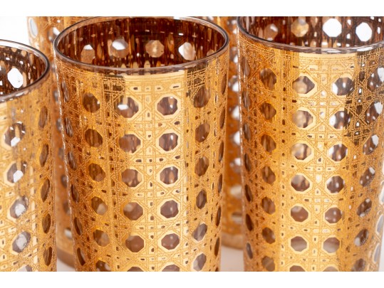  Set Of Vintage Glasses Patio Rose By Georges Briard