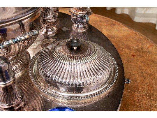 Massive Sheffield Silver Plate Lazy Susan Server
