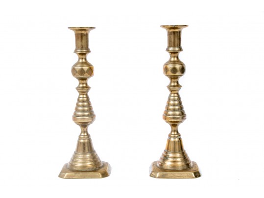 Pair Of 19th English Century Brass Candlesticks
