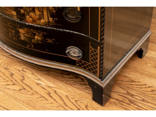 Hathaway's Ebonized Chinoiserie Side Table With Glass Top